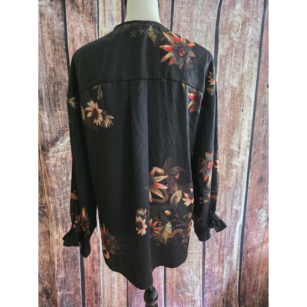 Allsaints Size 10UK 6US Penny Style Floral Blouse Black - Picture 5 of 8
